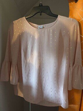 Pale Pink Tunic with Gold Dots - S